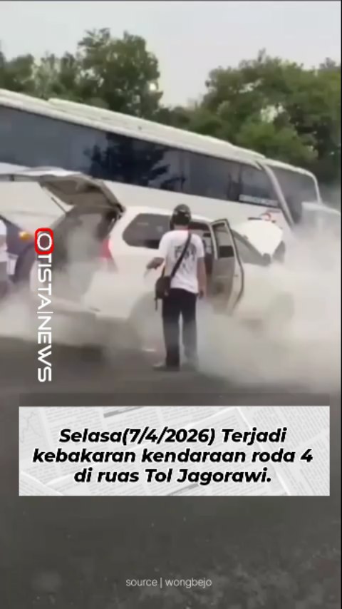 nsiden mobil terbakar di Tol Jagorawi hari ini Selasa 7 April 2026