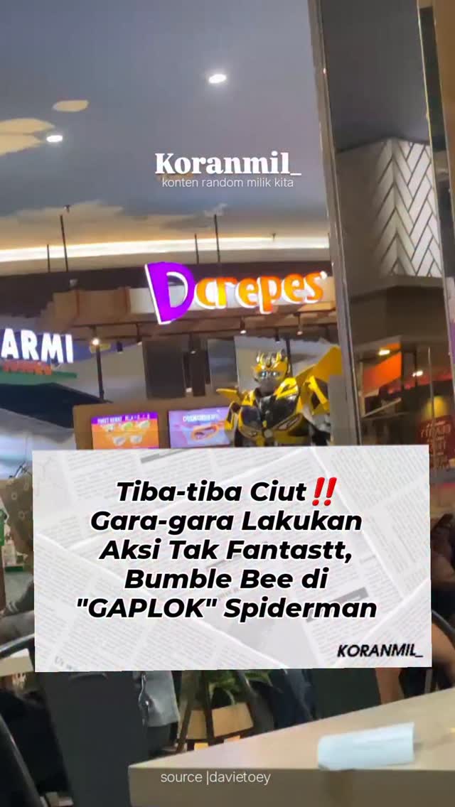 Cosplayer Bumblebee di mall yang viral karena insiden dengan pengunjung dan Spiderman.