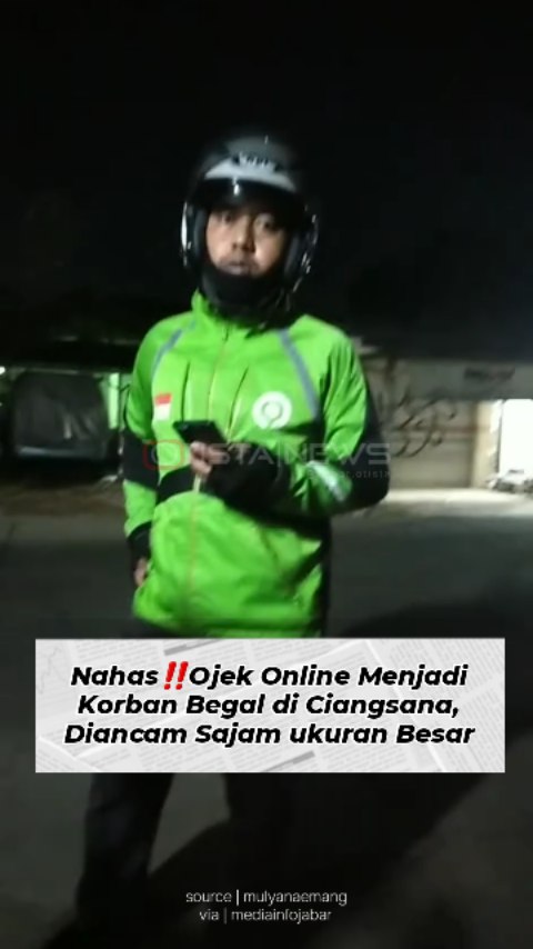 Driver ojol yang menjadi korban begal di Ciangsana, Bogor, tampak lemas setelah diancam senjata tajam oleh pelaku.